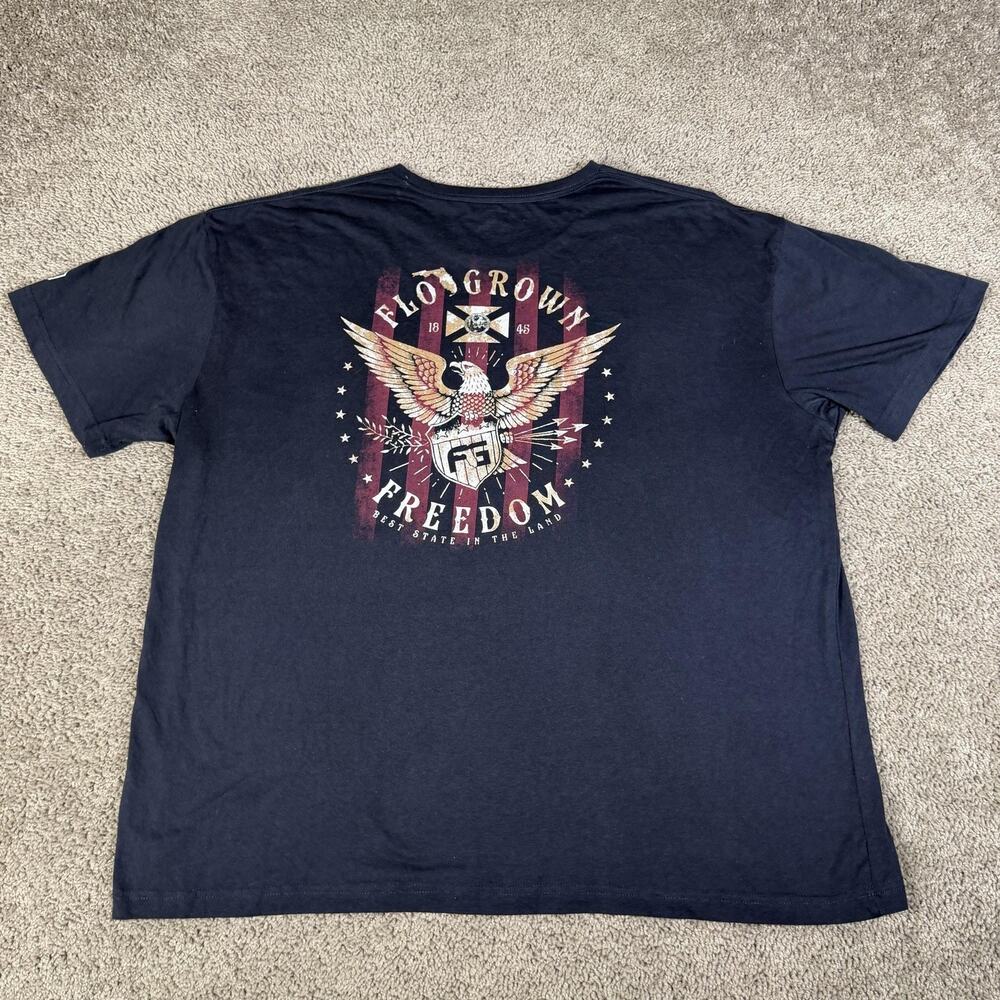 FLO GROWN Shirt Mens 3XL Black Freedom Eagle Graphic Crew Neck Cotton Patriotic